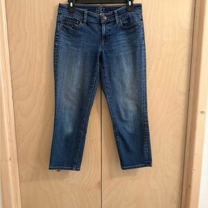 Ann Taylor LOFT Y2K Dark Blue Denim Curvy Cropped Jeans Size 2